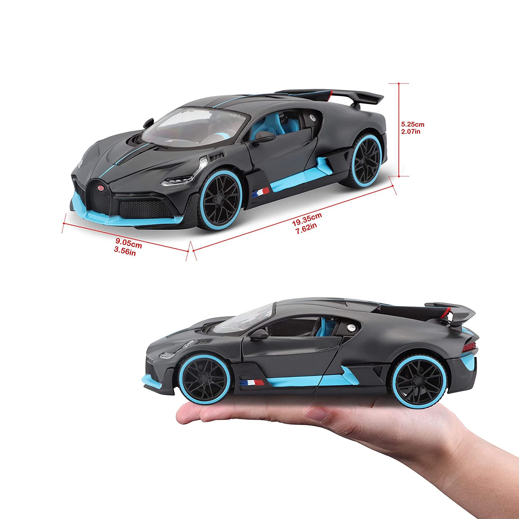 Maisto Bugatti DIVO 1:24 sturdy die-cast build for longevity.