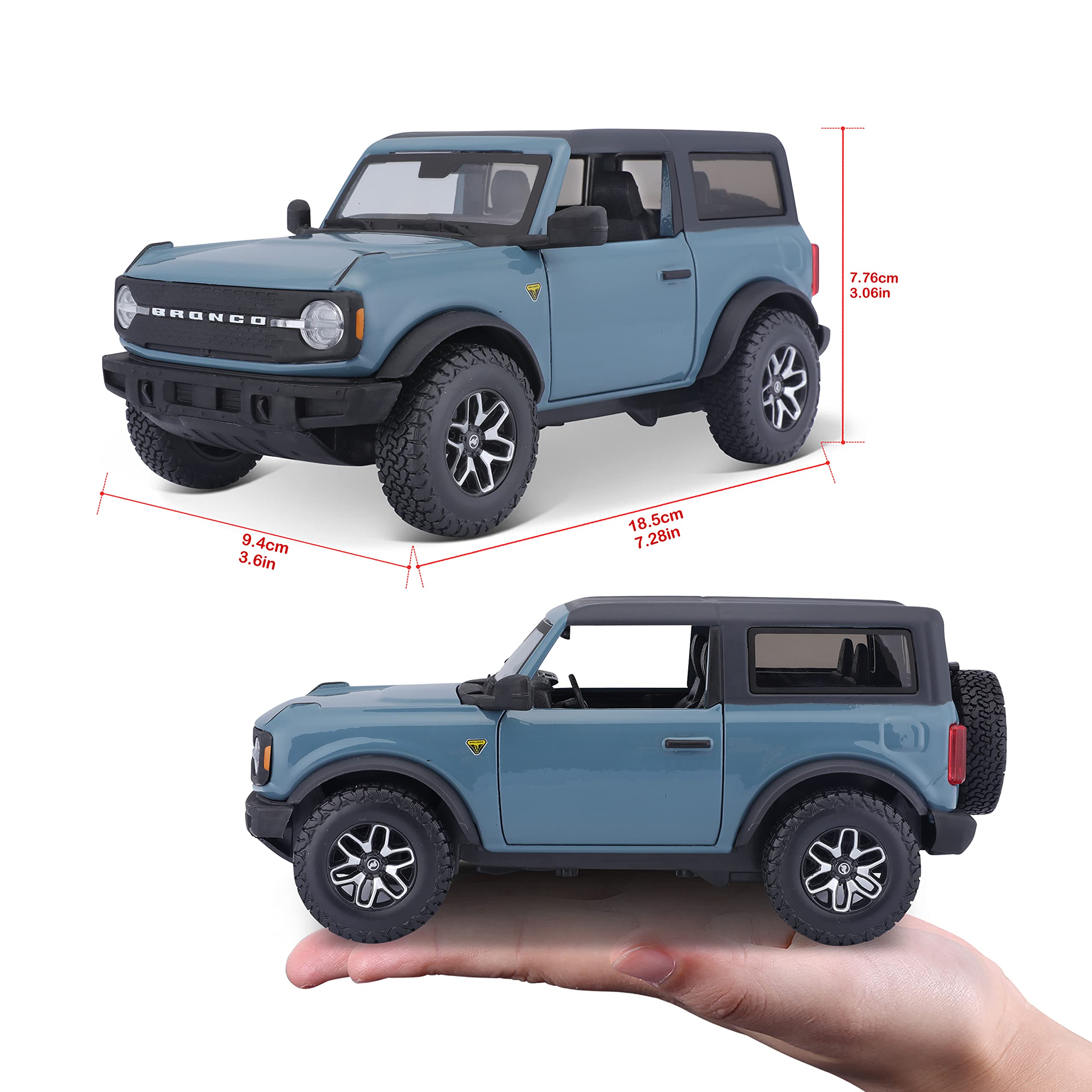 Maisto Ford Bronco Badlands 1:24 blue finish highlights vibrant scale styling