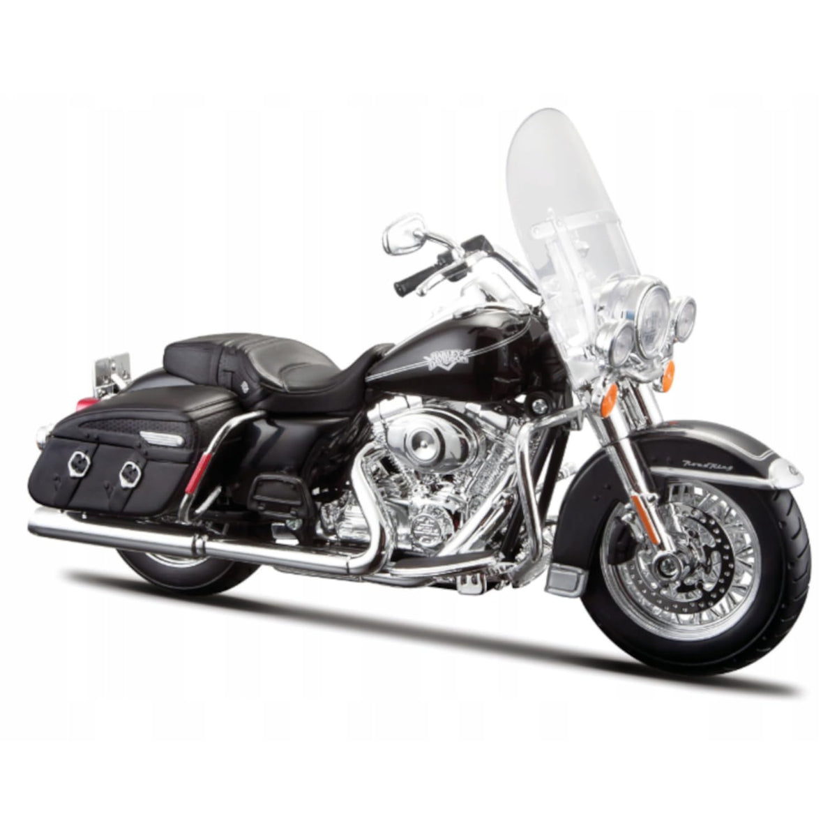 Maisto Harley-Davidson 1:12 Road King Classic overview, ideal for display on a shelf.