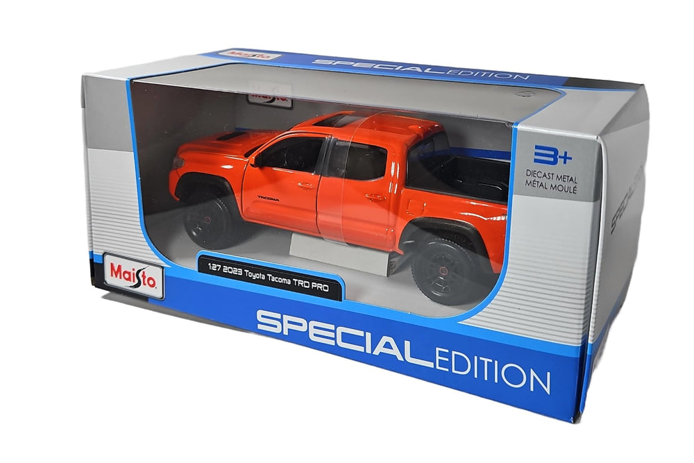 Maisto Tacoma TRD Pro packaging image, ready for collector display on a shelf.