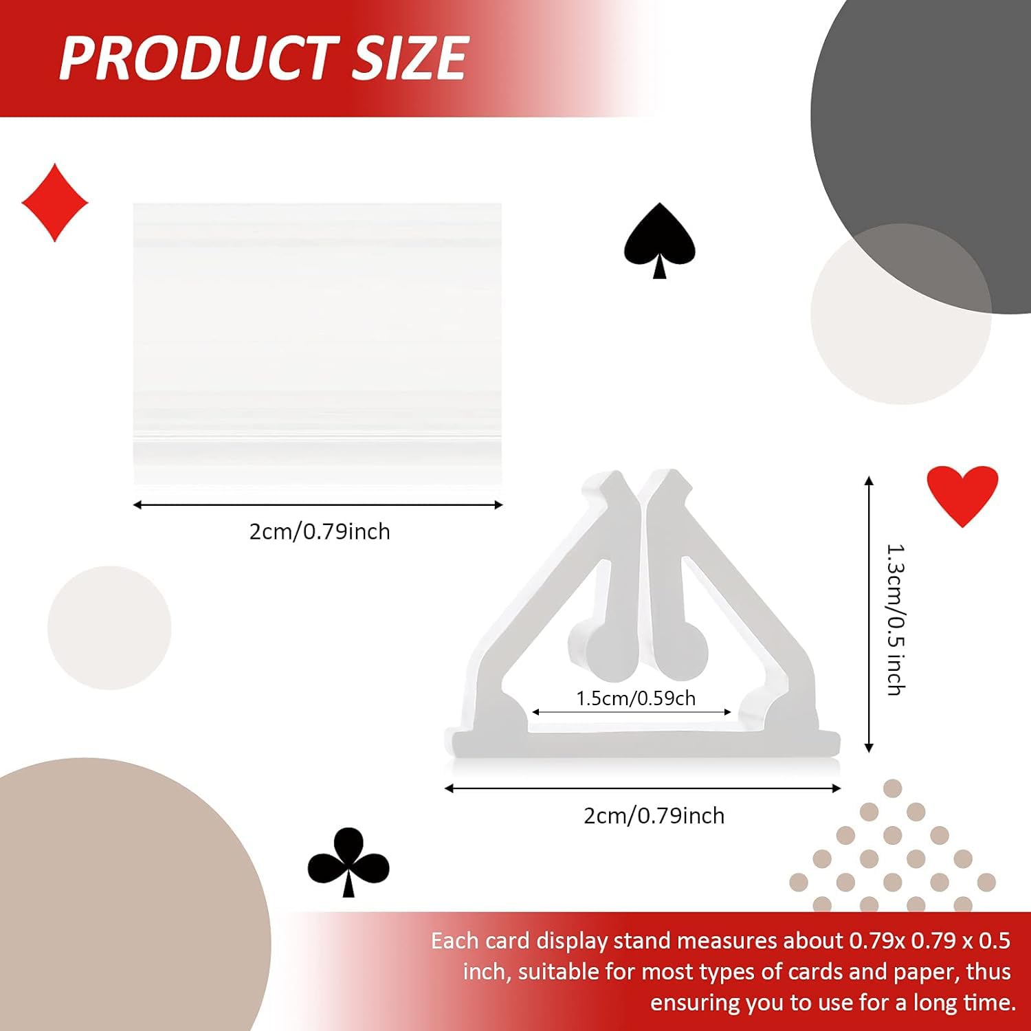 Durable triangular Maitys plastic stand provides stable support for cards and papers.