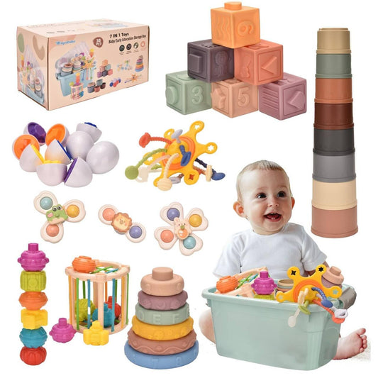 Majabike 6 soft building blocks support safe teething and fine motor play.