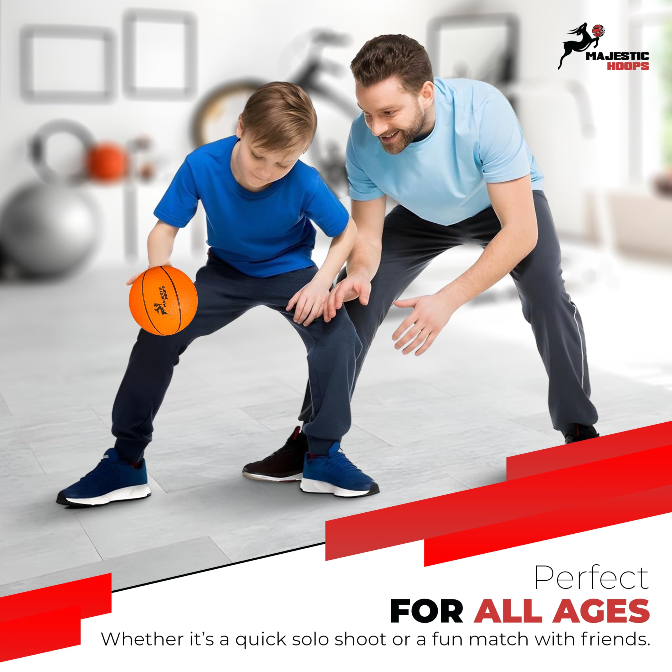 Majestic Hoops indoor-outdoor friendly design for versatile play anywhere.