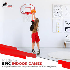 Majestic Hoops over-the-door hoop compatible balls for portable setup.