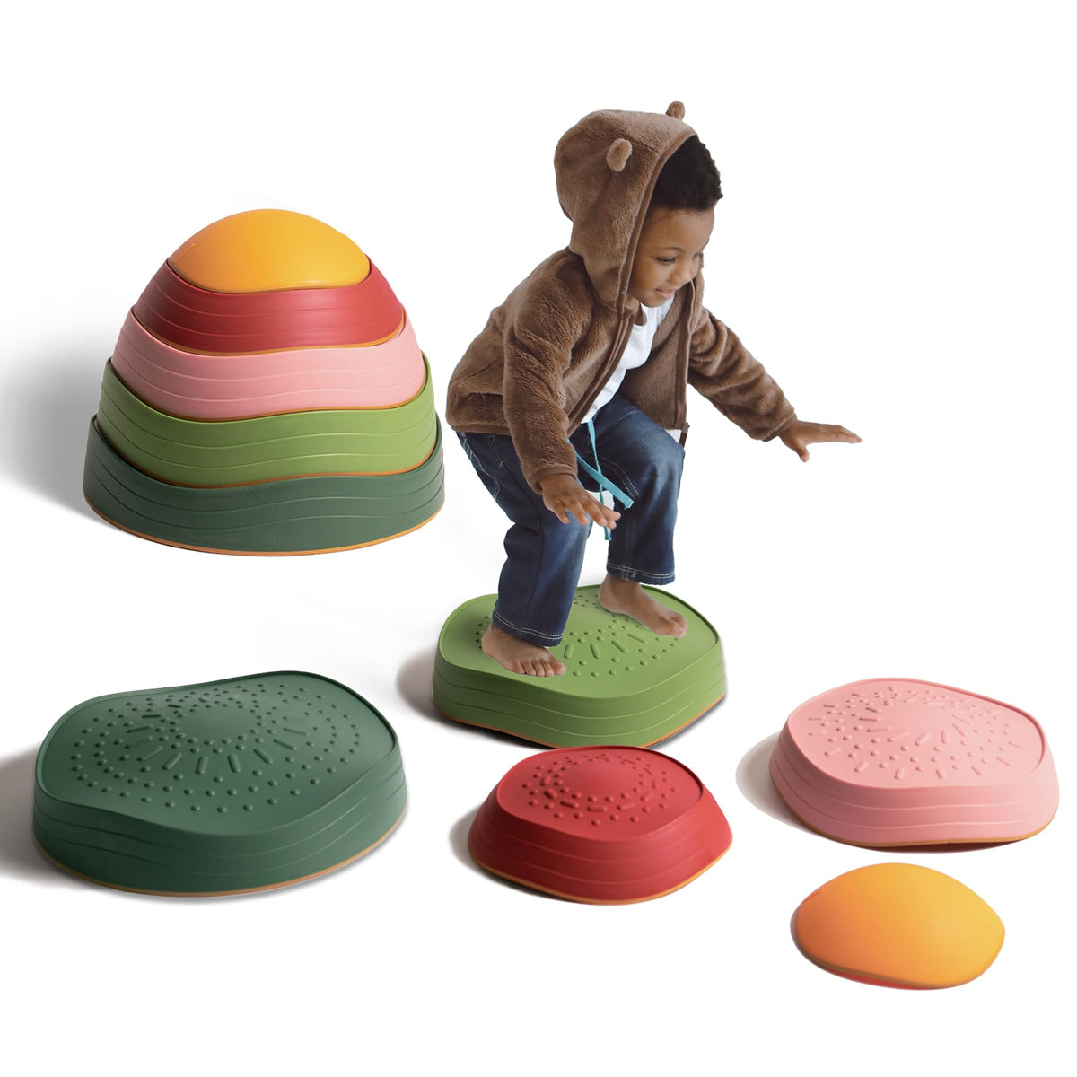 makarci balance stones non-slip surface for safe outdoor play