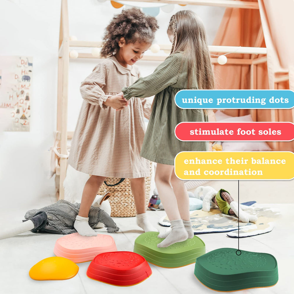 makarci balance stones kids walking jumping climbing on colorful steps