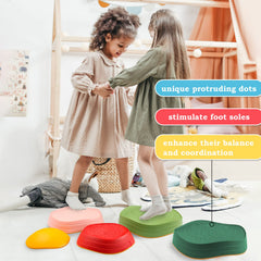 makarci balance stones kids walking jumping climbing on colorful steps