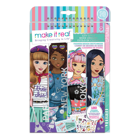 Make It Real City Style Sketchbook cover sparks city-fashion creativity for young designers.