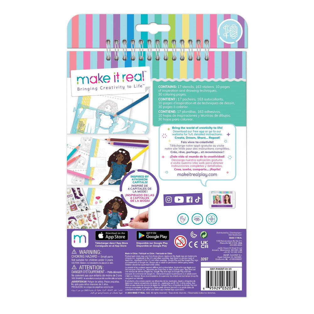Make It Real City Style Sketchbook interior pages for sketching outfits and color ideas.