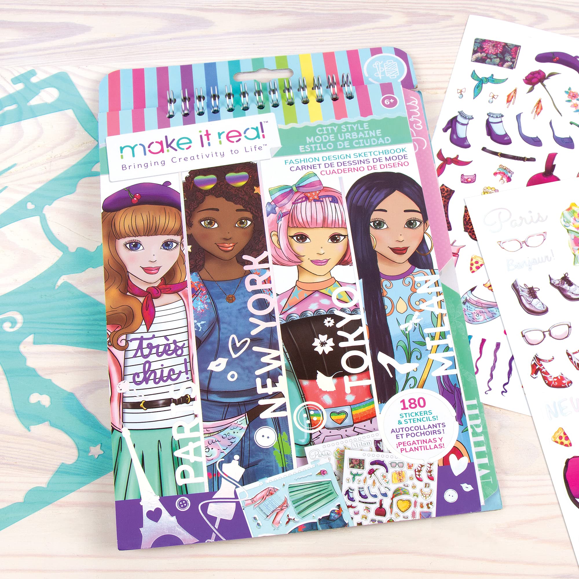 Make It Real City Style Stencil Pack for outlining silhouettes and adding details.