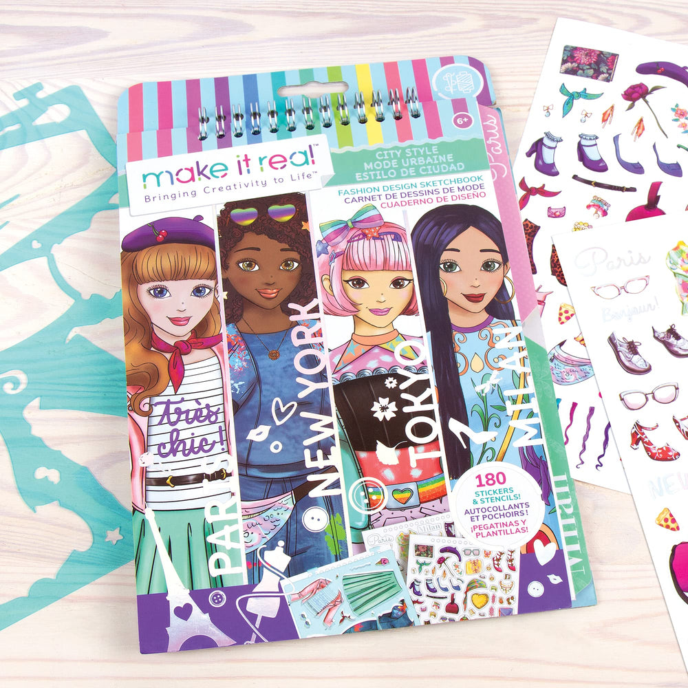 Make It Real City Style Stencil Pack for outlining silhouettes and adding details.