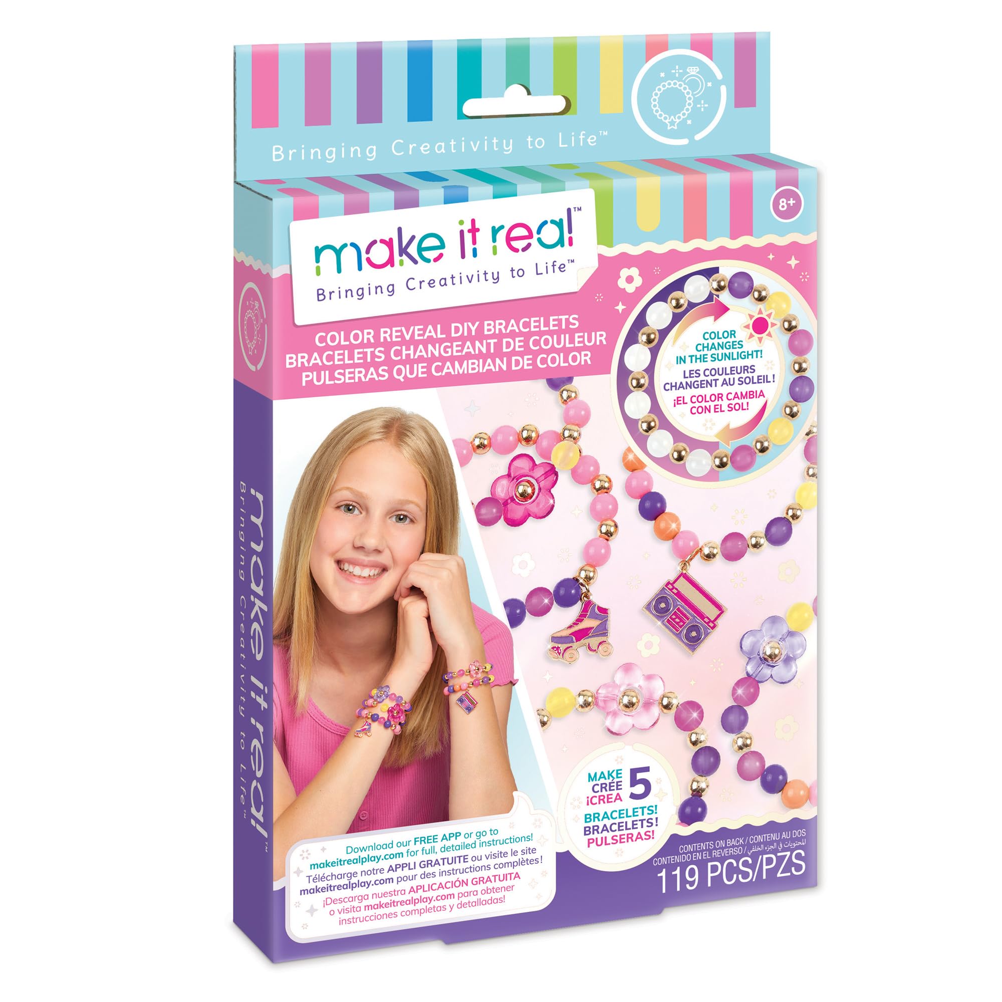 Make It Real Color Reveal Bracelets Kit color-changing beads in sunlight spark creativity