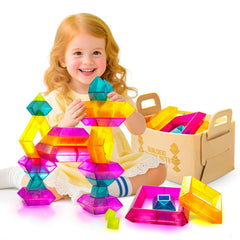 MAKE KIDS SMILE BUBBLE FUN translucent block set 30 pcs for creative stacking and color sorting.