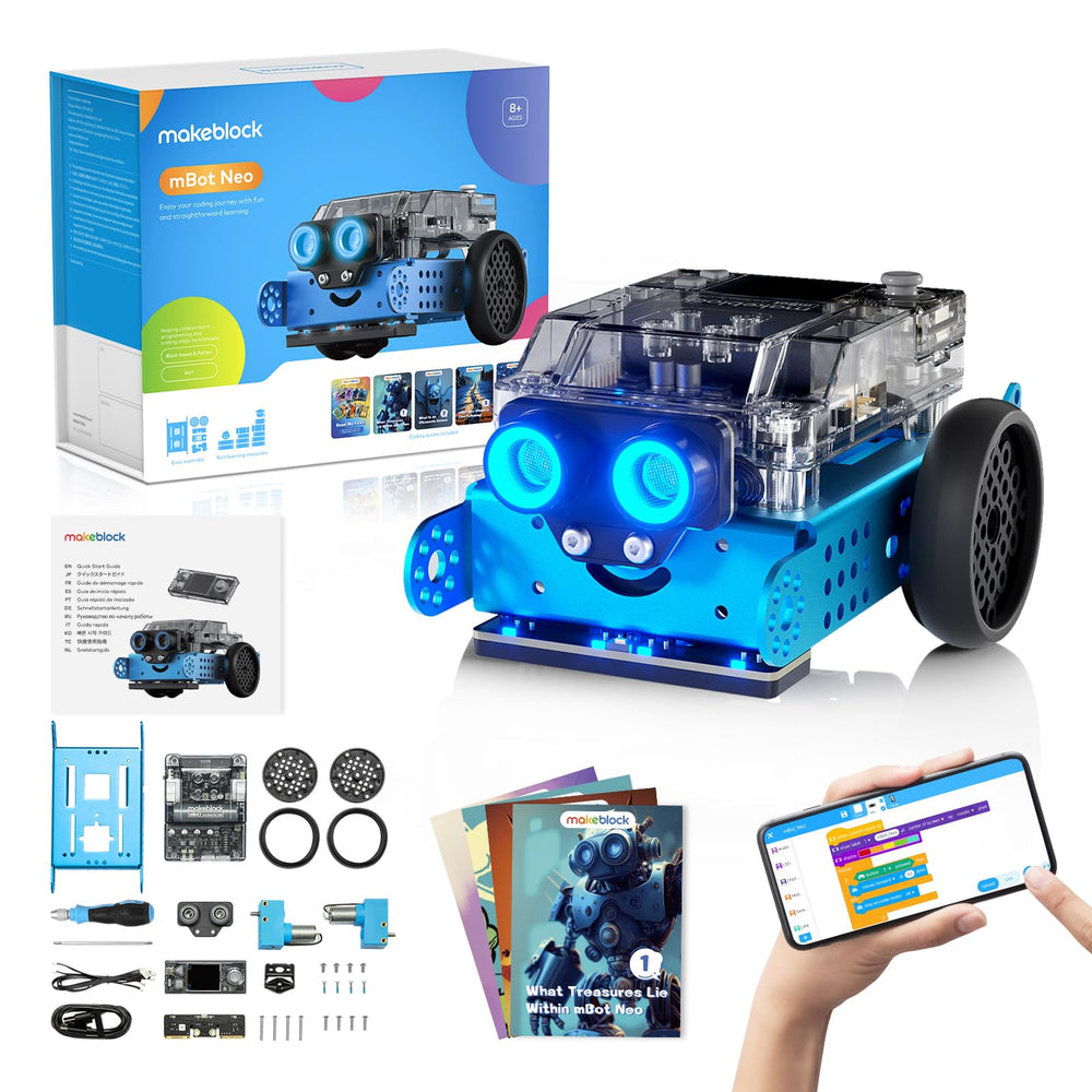 Makeblock mBot2 front view, compact STEM robot for kids learning and play