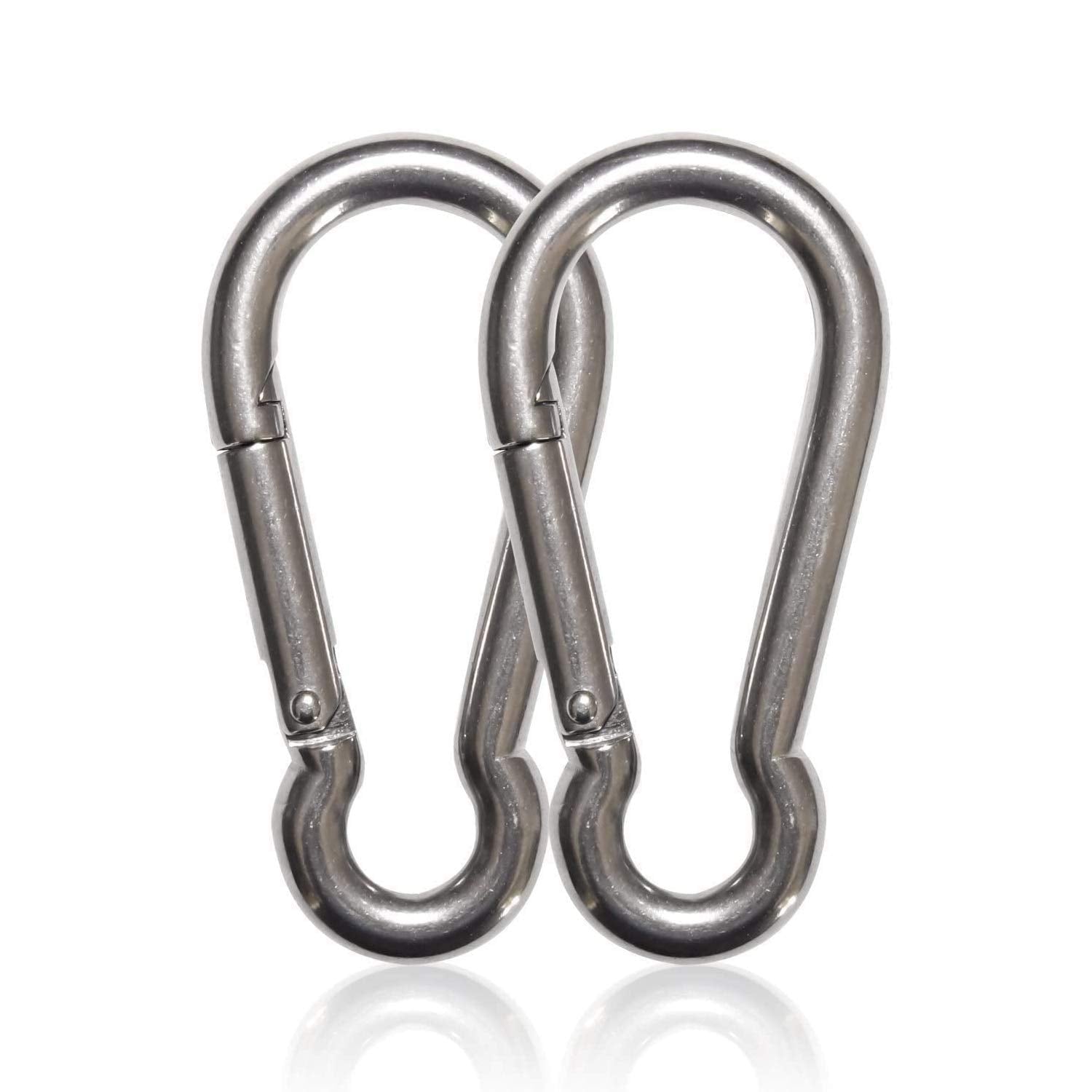 Maky Outdoors carabiner close-up steel finish highlights rugged construction and corrosion resistance.