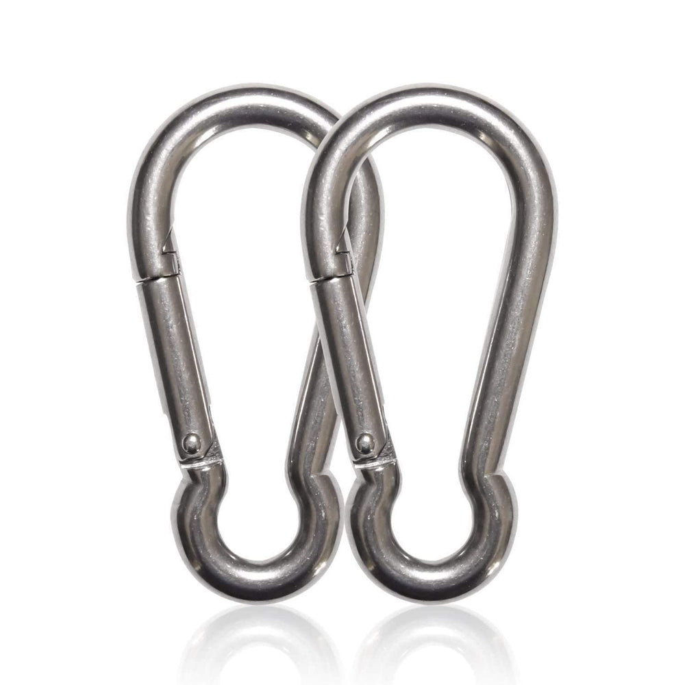 Maky Outdoors carabiner close-up steel finish highlights rugged construction and corrosion resistance.