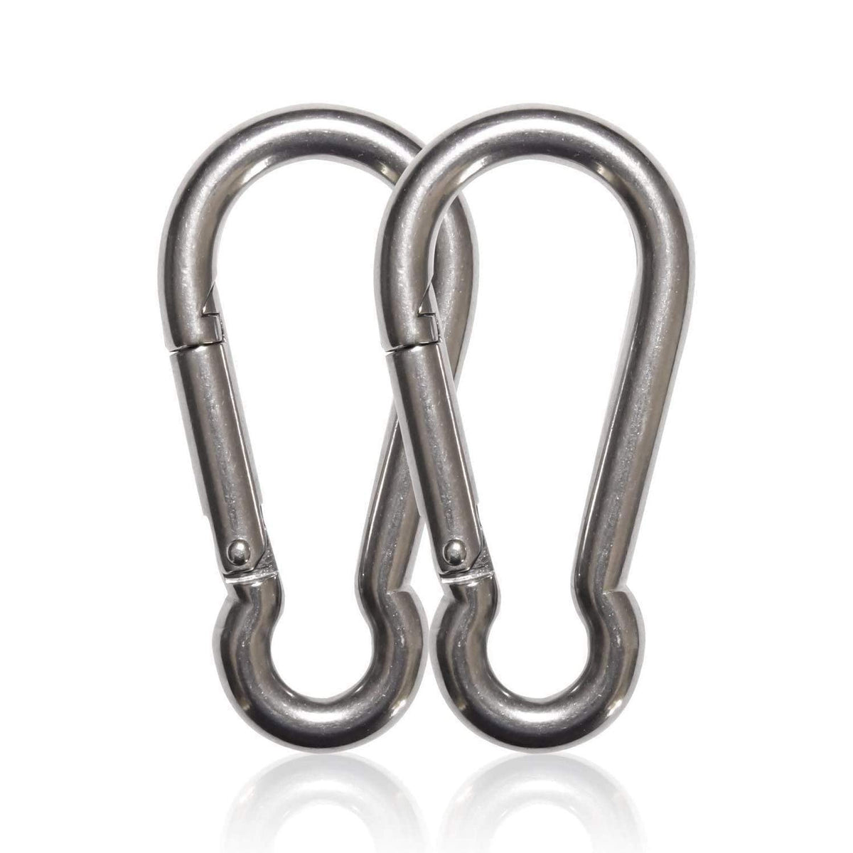 Maky Outdoors carabiner close-up steel finish highlights rugged construction and corrosion resistance.