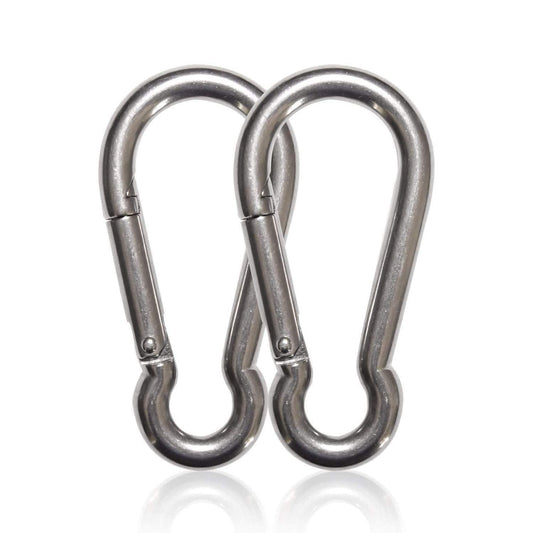 Maky Outdoors carabiner close-up steel finish highlights rugged construction and corrosion resistance.