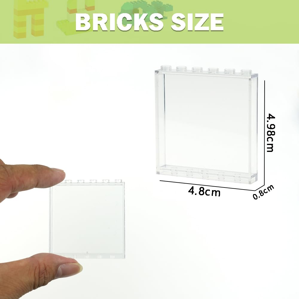 MALEKO clear bricks close-up highlighting crystal clarity and snug fits.