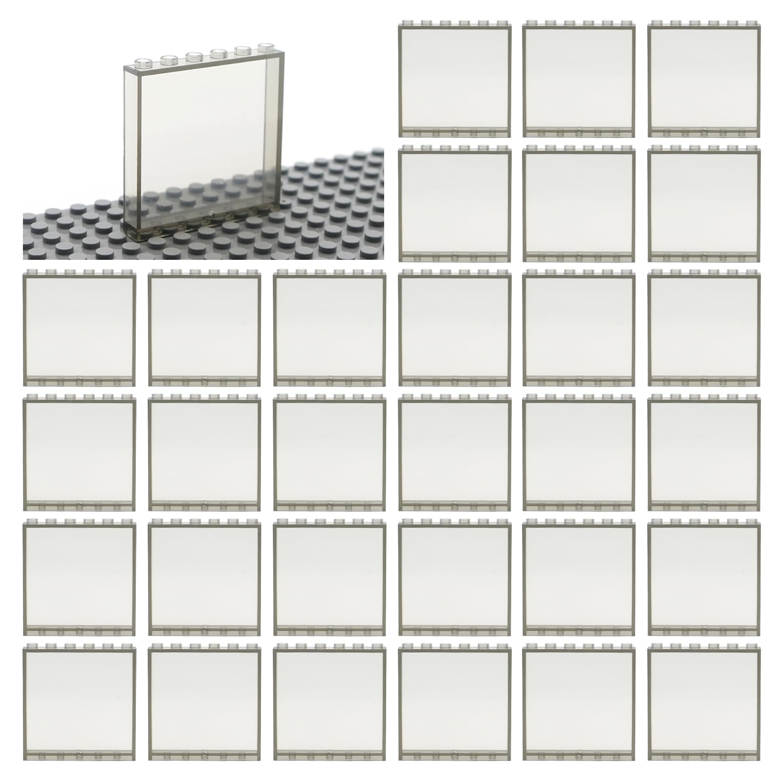 MALEKO transparent window bricks 1x6x5 front view for versatile windows.