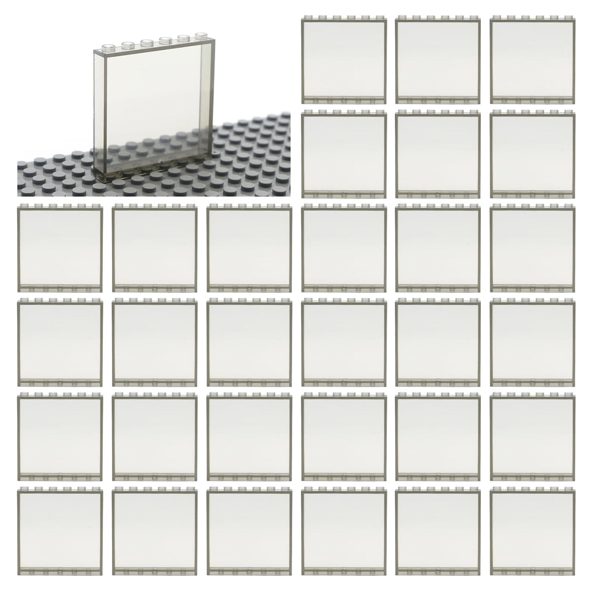 MALEKO transparent window bricks 1x6x5 front view for versatile windows.