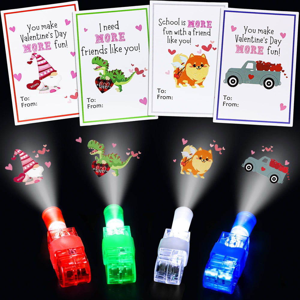 Malhaii finger lights valentines cards 28-pack project bright classroom designs