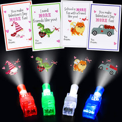 Malhaii finger lights valentines cards 28-pack project bright classroom designs