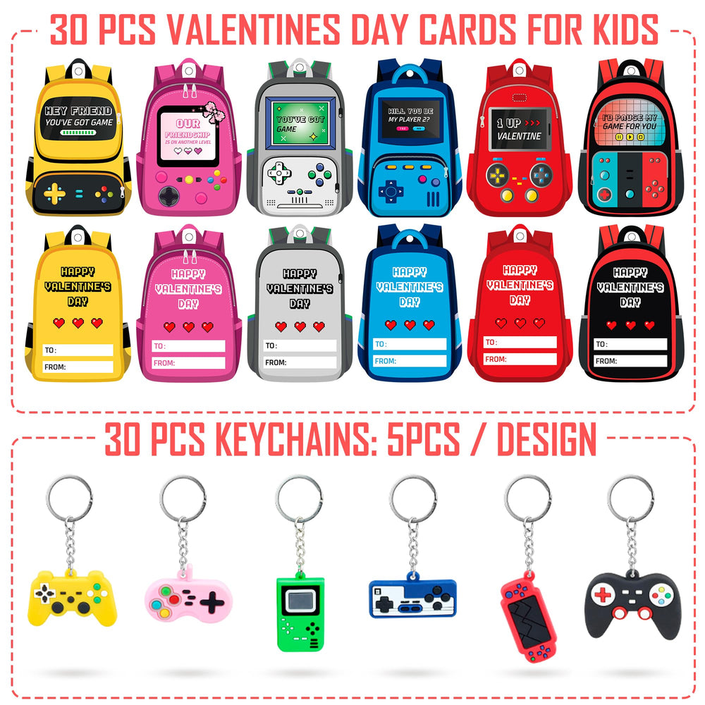 Malhaii Valentine keychains accompany the cards for fun party favors.