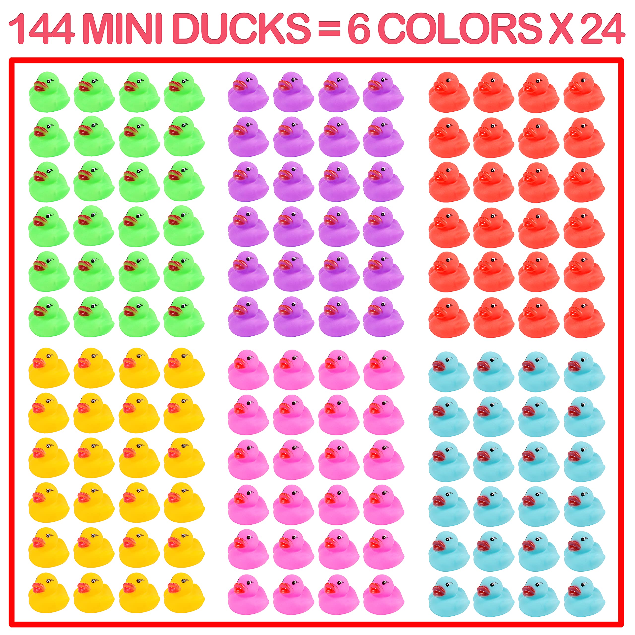 Maliweg mini rubber ducks in six colors float for bath or party play.