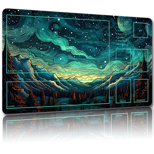 Malqiqi Playmat laid out on table for MTG with a stable surface.