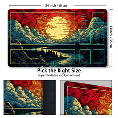 Malqiqi playmat with polyester top provides smooth card handling during draws.