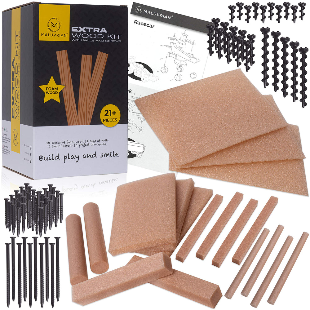 MALUVRIAN Arts and Craft Kit foam wood blocks for safe imaginative building sessions.