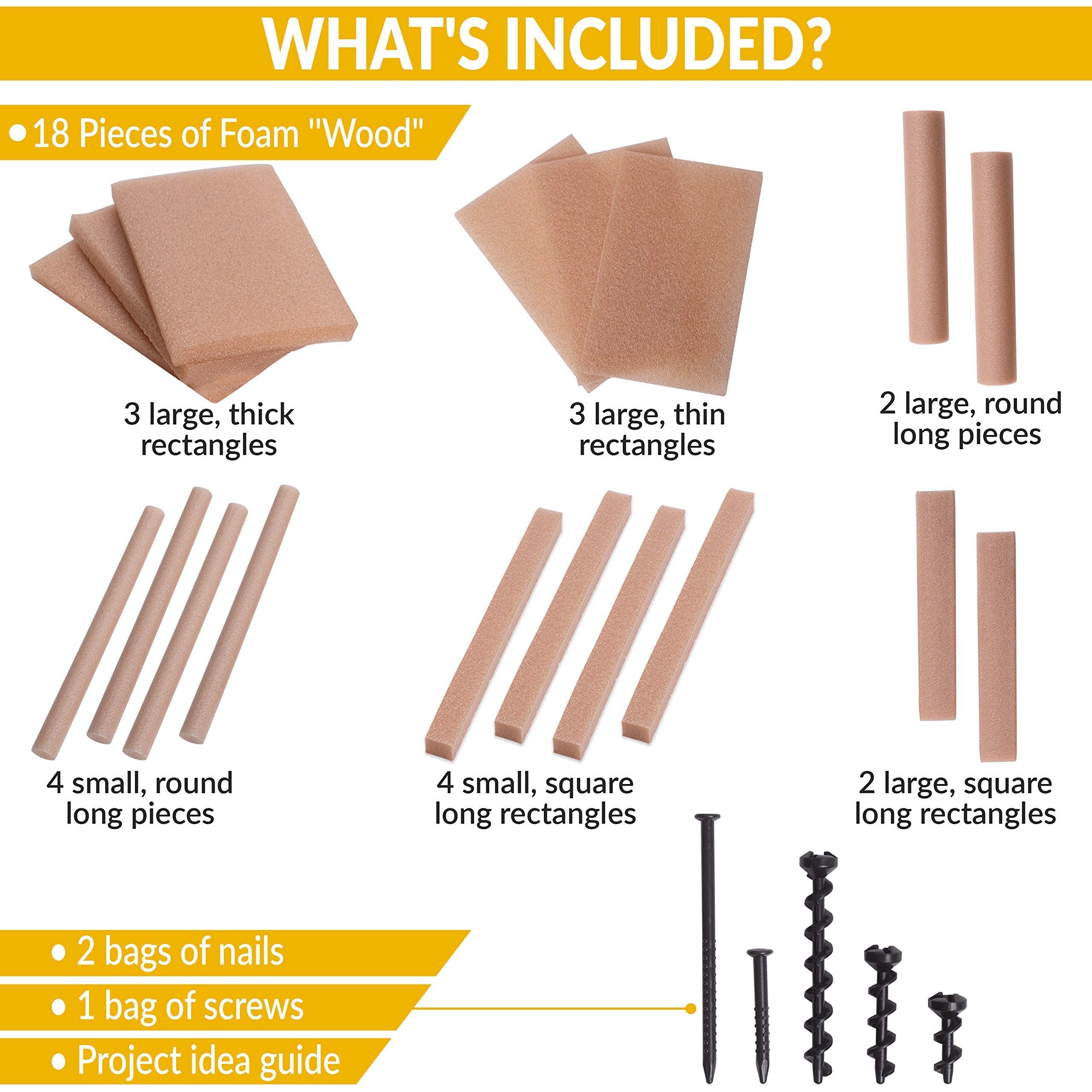 MALUVRIAN Arts and Craft Kit plastic nails and screws for pretend construction play.