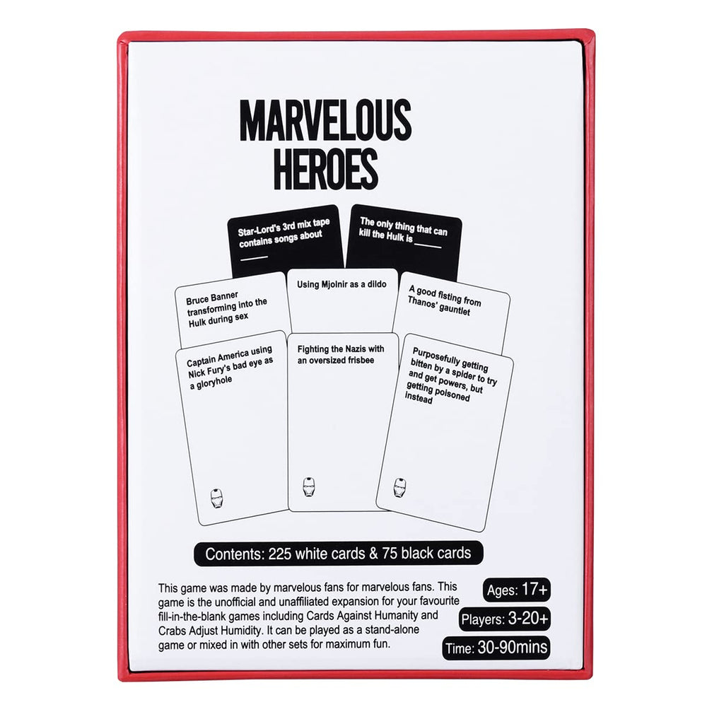 MalyGame Marvel Heroes card game table setup with cards spread for play