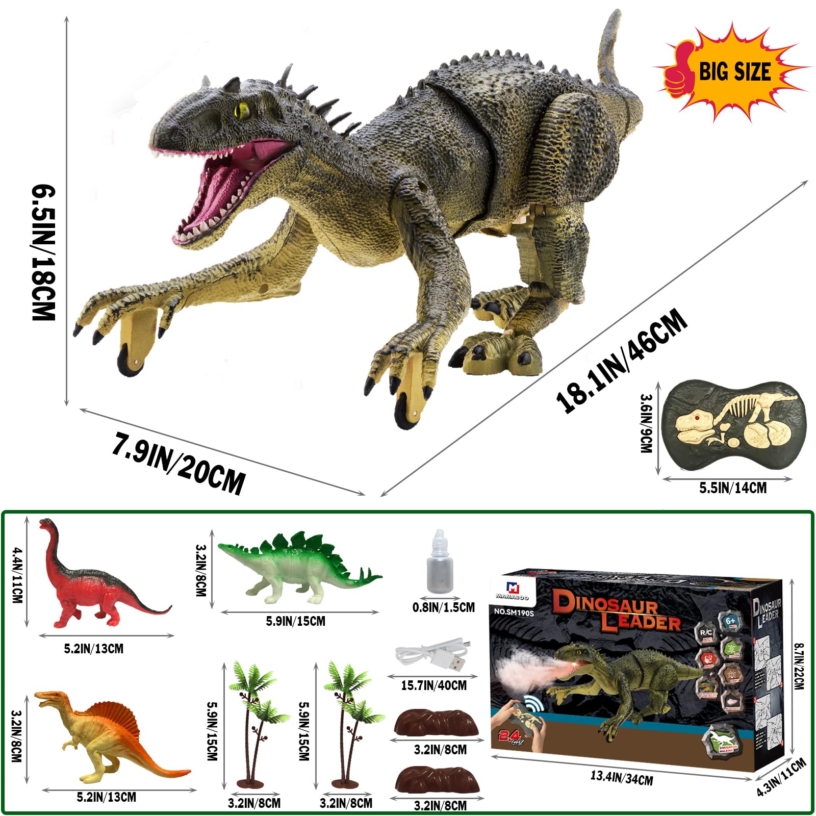 MAMABOO dinosaur toy mouth spray feature for interactive fun