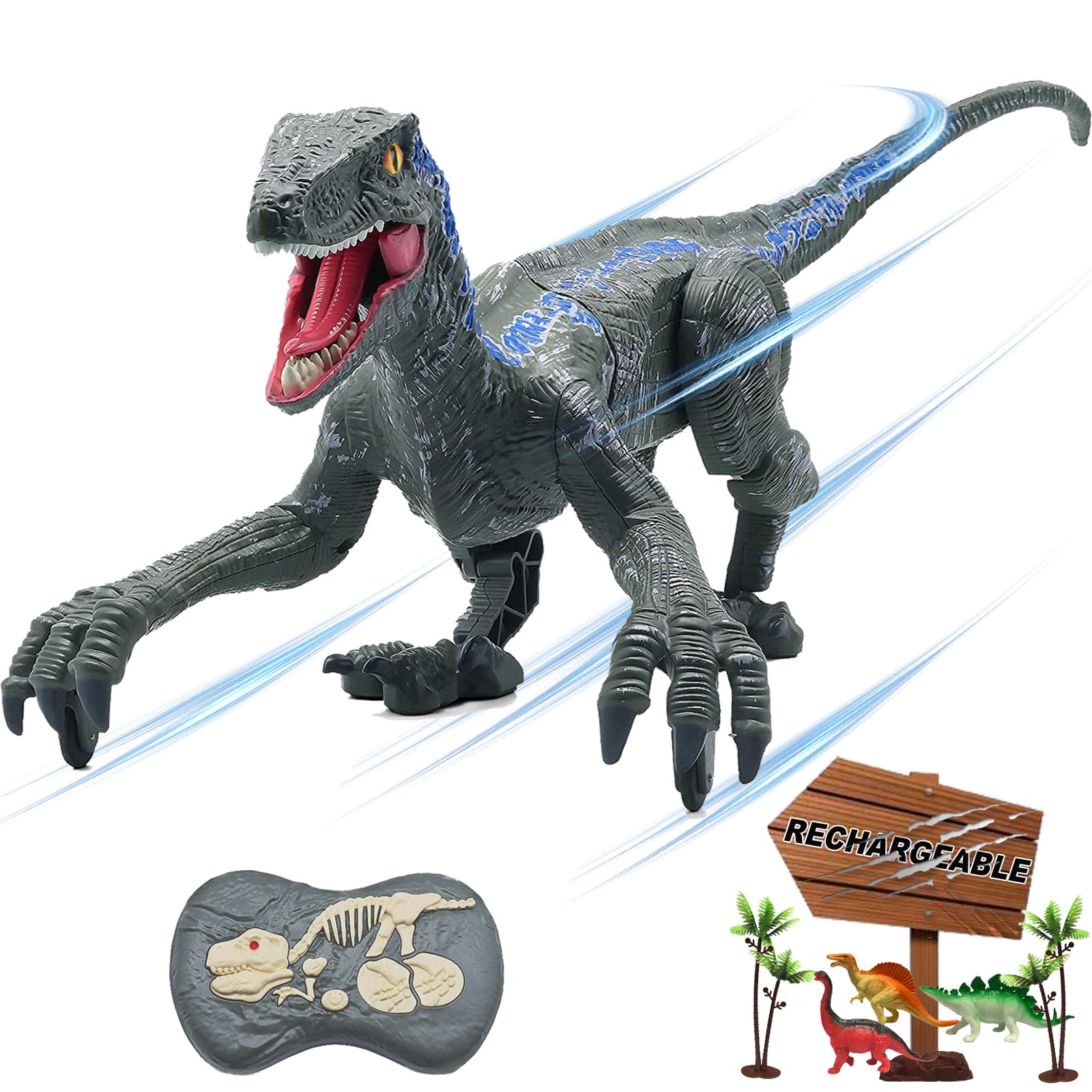 MAMABOO remote-control dinosaur walks smoothly for indoor and outdoor adventures.