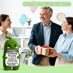 MAMAGIFTREE Emotional Support Pickle size 5x5x10 cm; perfect compact desk companion.