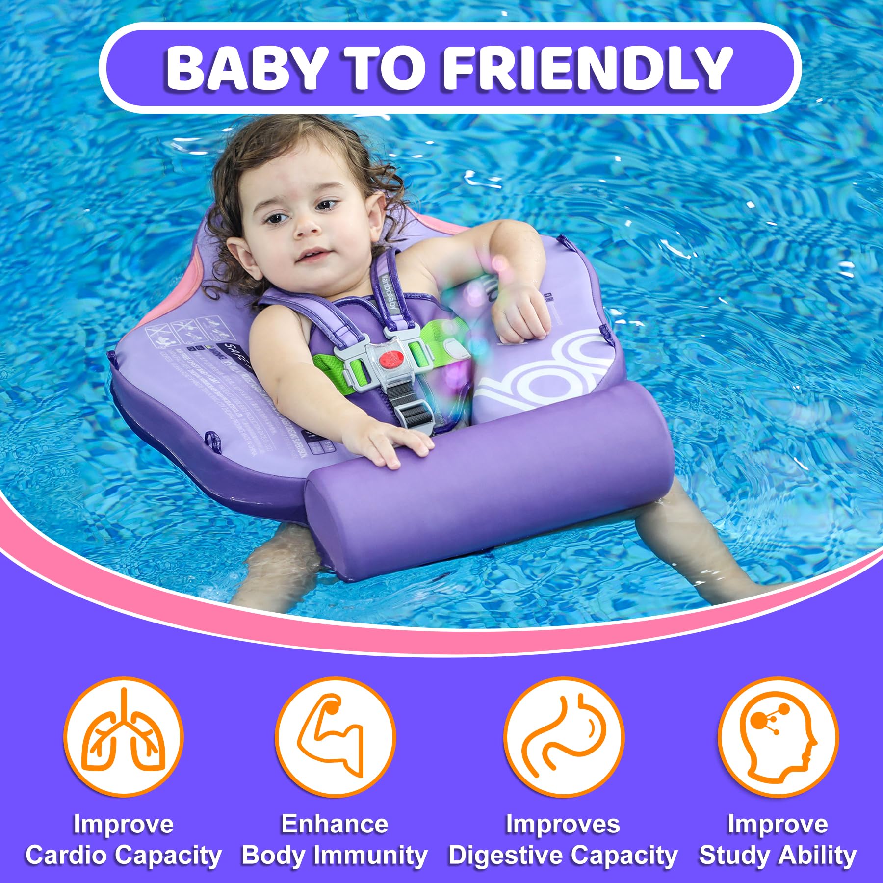 Mambobaby float showing backstroke and breaststroke modes for toddlers.