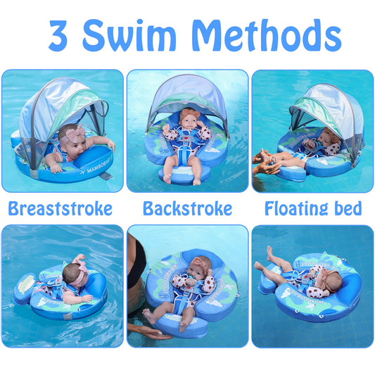 Mambobaby float backstroke mode supports gentle water play for infants.
