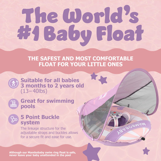 MAMBOBABYFLOAT five-point buckle system ensures secure fit for tiny swimmers.