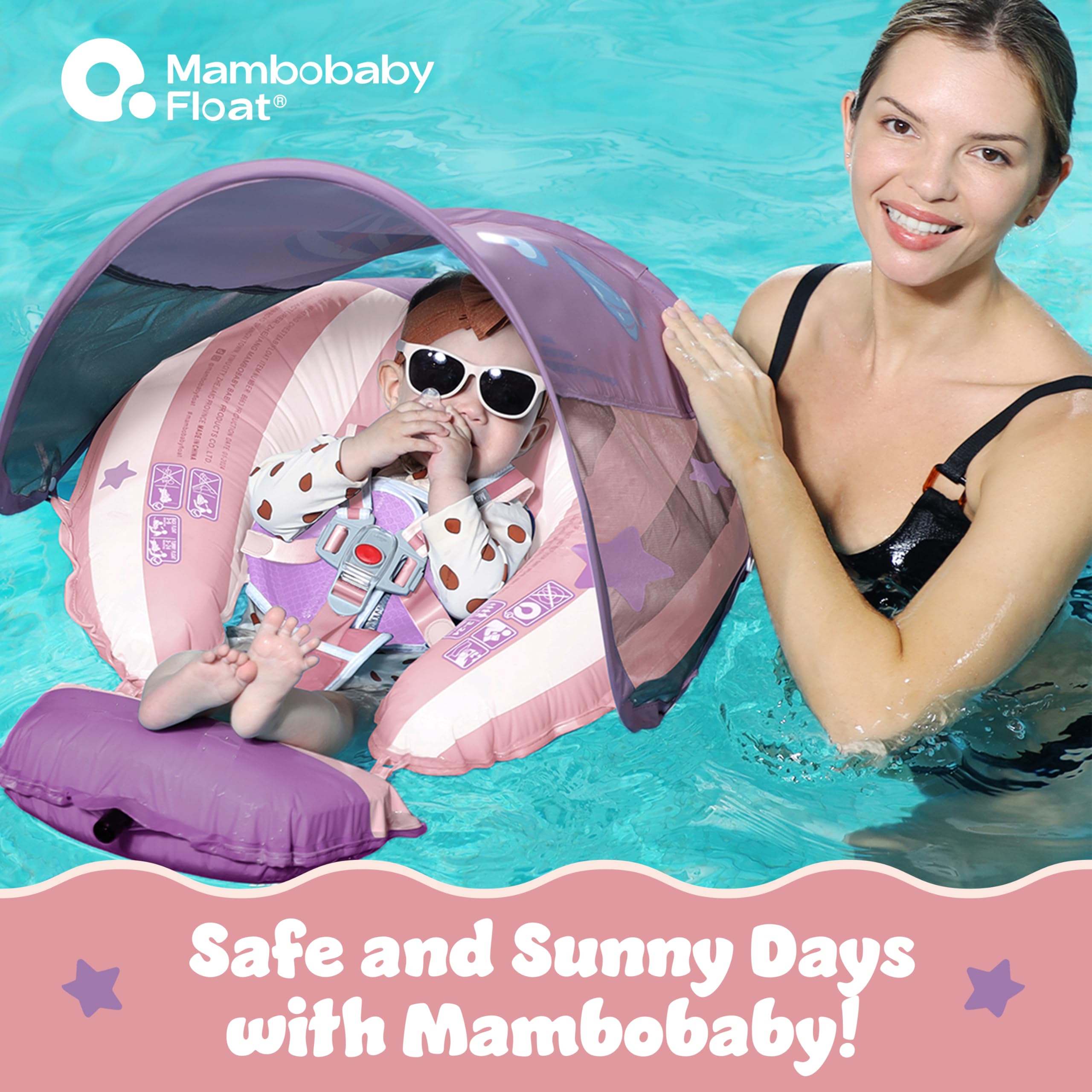 MAMBOBABYFLOAT adjustable straps create snug, versatile fit for growing babies.