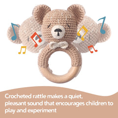 Mamimami Home natural wood rattle for newborns supports safe, gentle grasping.
