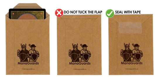 ManaGuards protective envelope side view highlighting sturdy kraft stock