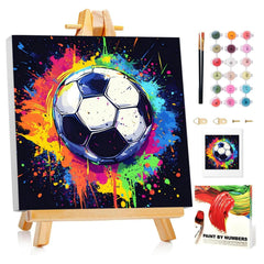 Mandun soccer paint by numbers frame-easel for easy display.