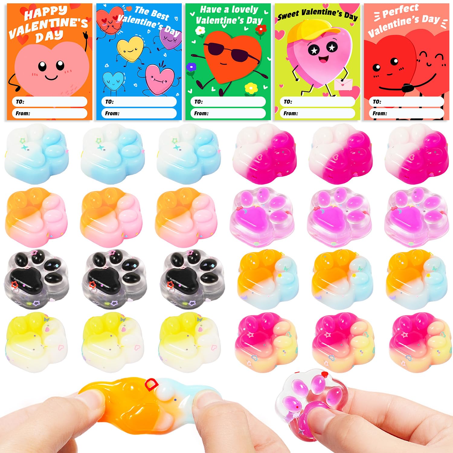 Manekulis cat-paw squishy toys in a gift-ready set for classroom fun