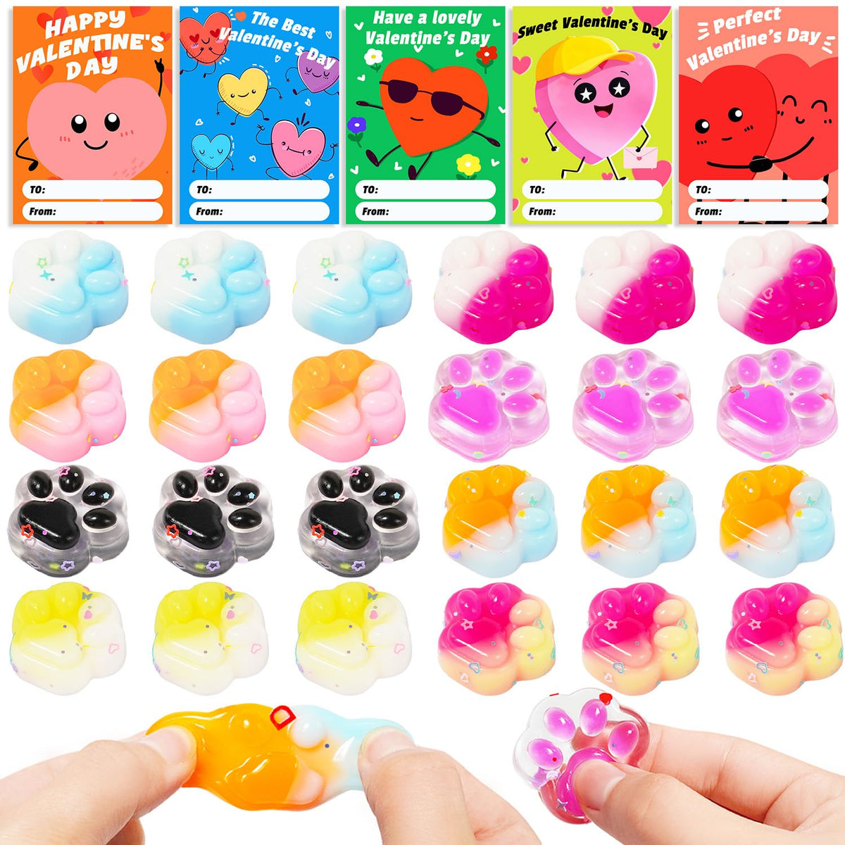 Manekulis cat-paw squishy toys in a gift-ready set for classroom fun