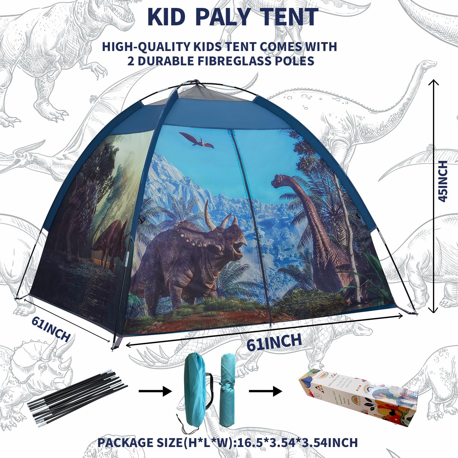 Mnagant dinosaur tent kids playing indoors and outdoors