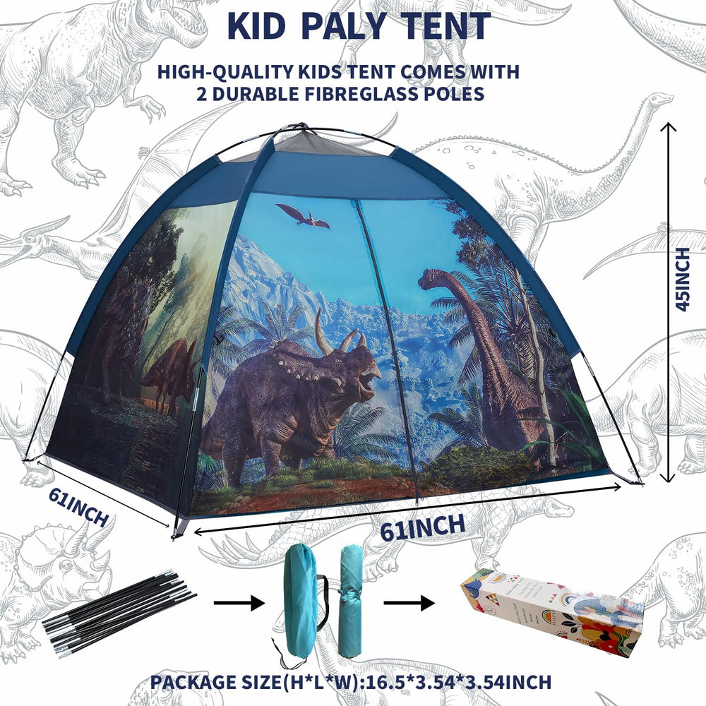Mnagant dinosaur tent kids playing indoors and outdoors