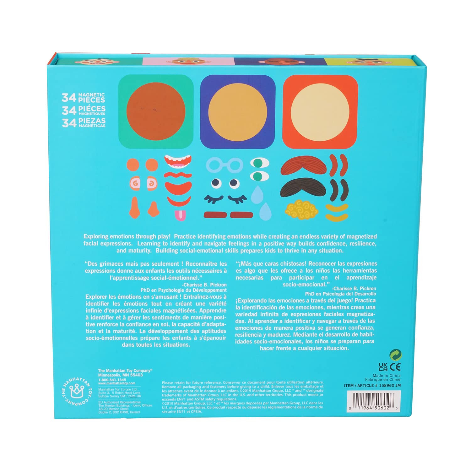 Manhattan Toy Making Faces sturdy travel box supports easy storage and portability.