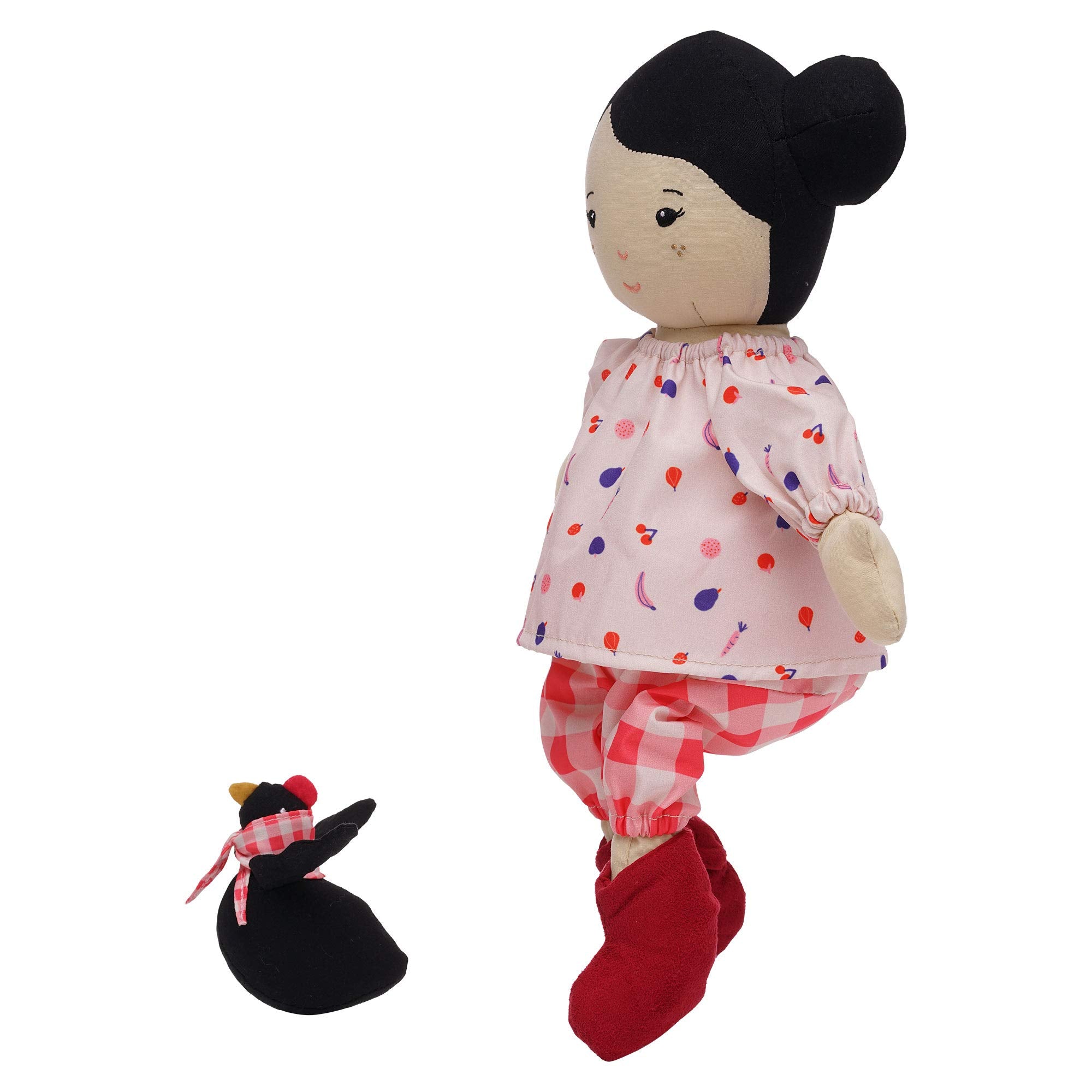 Nico doll features embroidered face and fabric hair for durability.